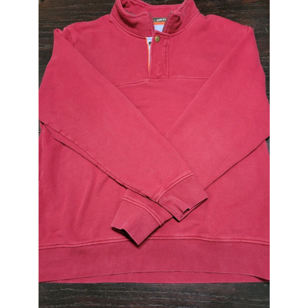 Orvis Mens XL Burgandy Quarter Zip Signature Sweatshirt Fleece Outdoor